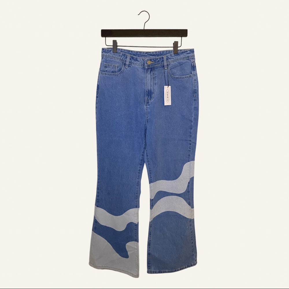 Cider, Wide Leg Jeans with Washed-Out Retro Design